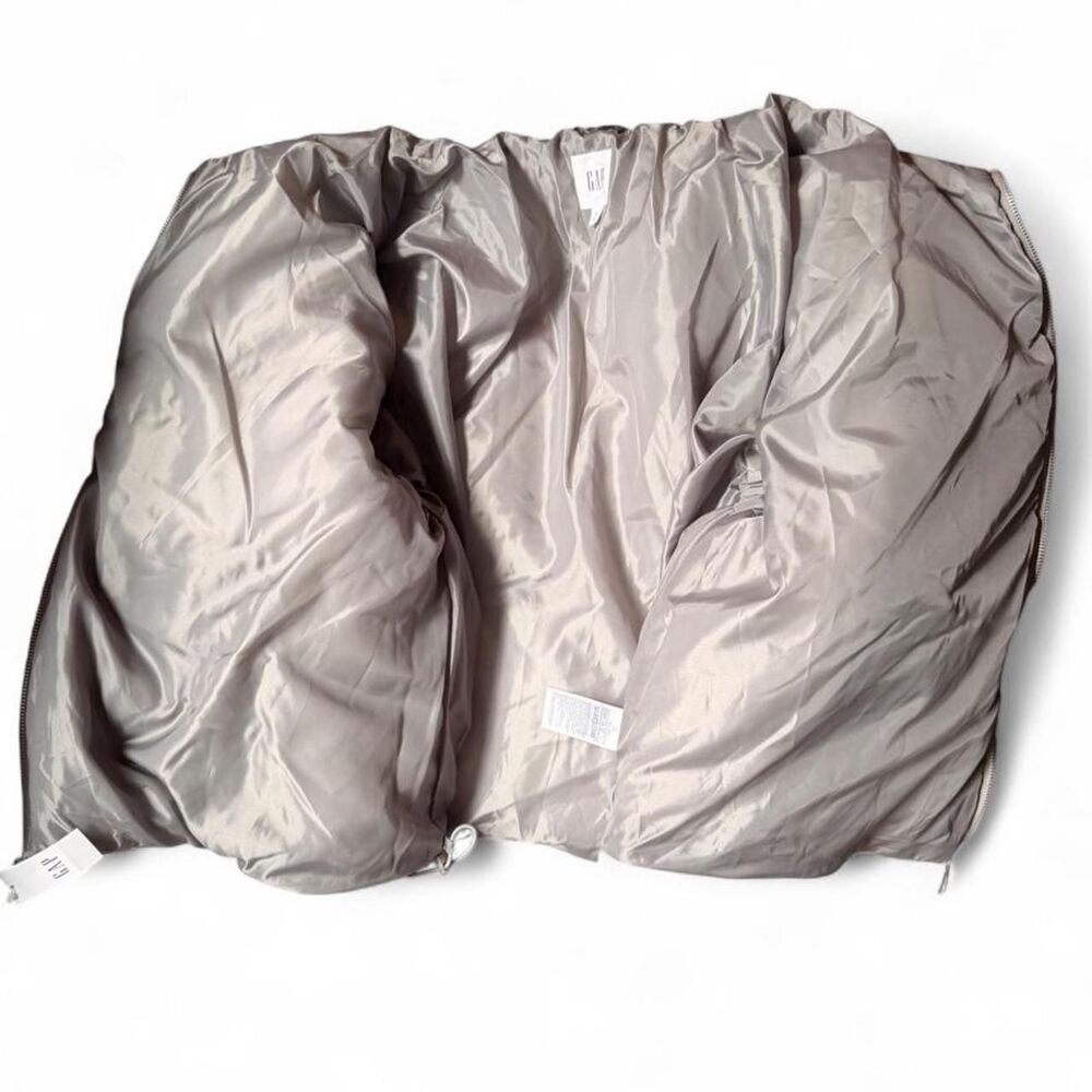 NWT Gap Heather Gray Cropped Puffer Jacket Women’s XXL Adjustable Bubble Hem - Picture 3 of 8